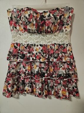 Floral Lace Strapless Tube Top - Y2ak